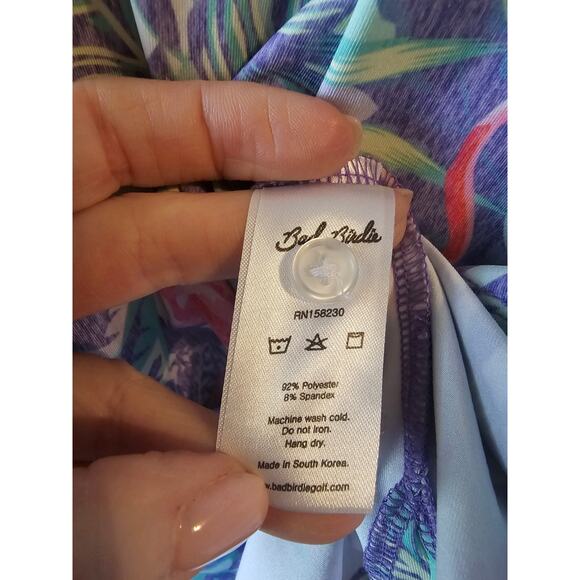 Bad Birdie Performance Mingos Polo Shirt Men's XL Flamingo Floral Golf MT7 - Picture 8 of 9